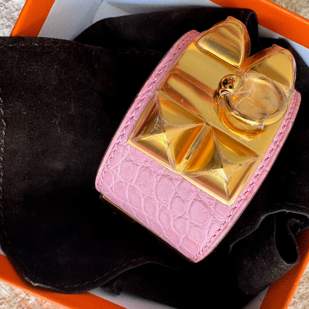 Hermes Matte Alligator CDC bracelet 5P pink collier de chien CITES T1